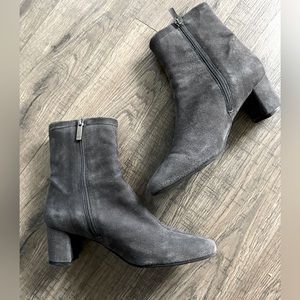 Gray suede Aquatalia ankle boots